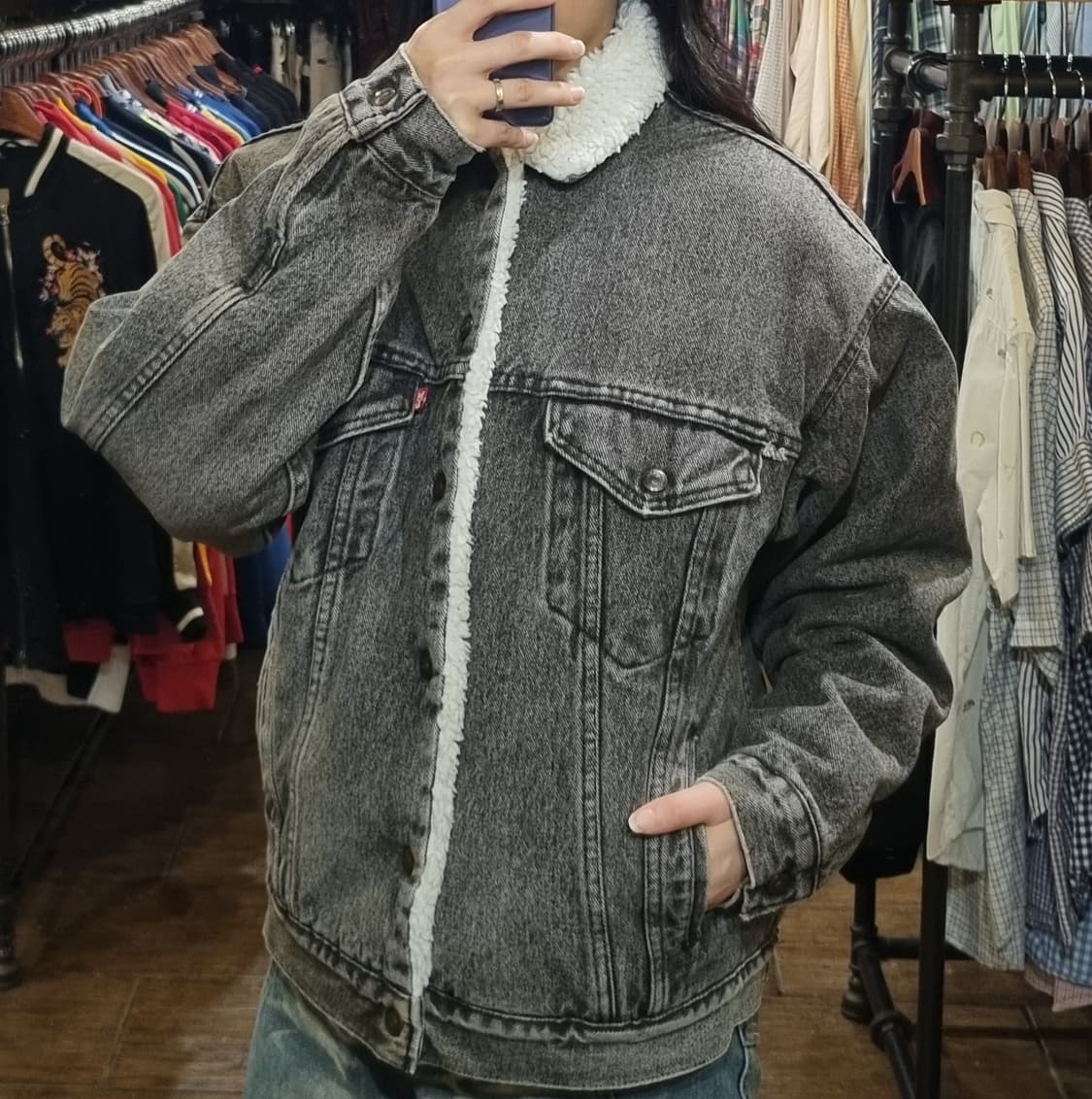 [Hi] levis 리바이스 양털 데님자켓 그레이 상품이미지4