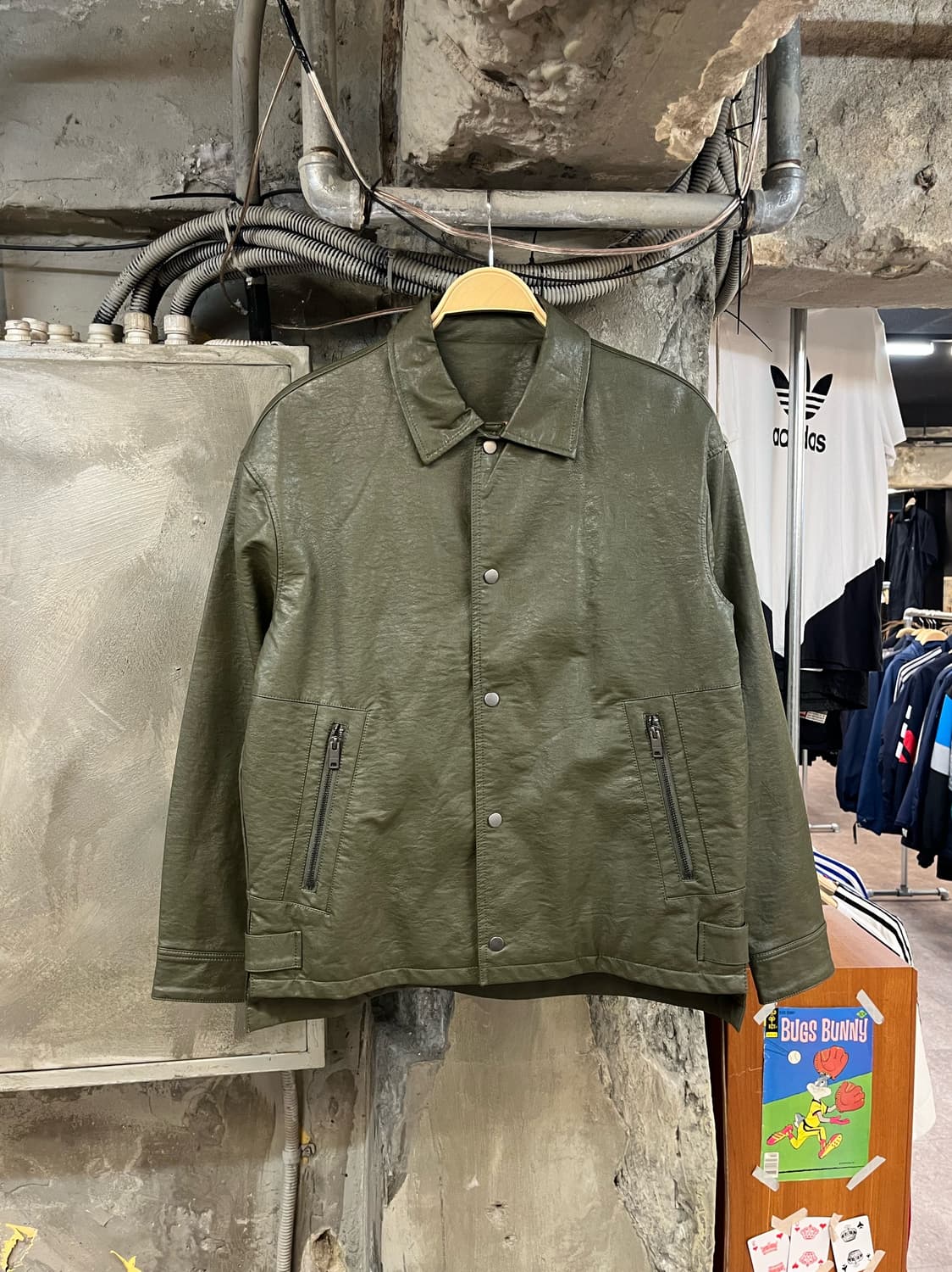 빈티지 레더 자켓 카키 95 #csz2649 상품이미지1