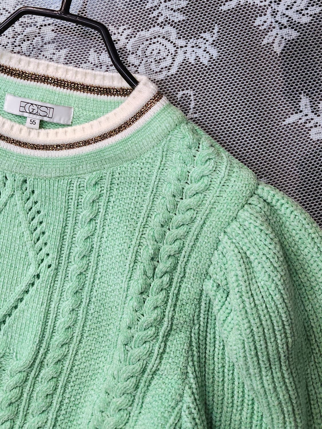 (새상품)에고이스트 볼륨소매 케이블니트55 상품이미지4