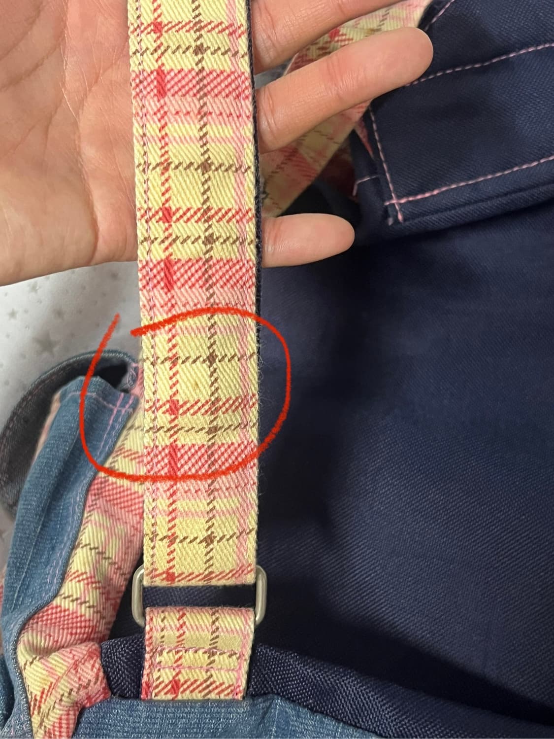빈티지 헤이세이 데님 체크무늬 토끼자수 배낭 상품이미지6