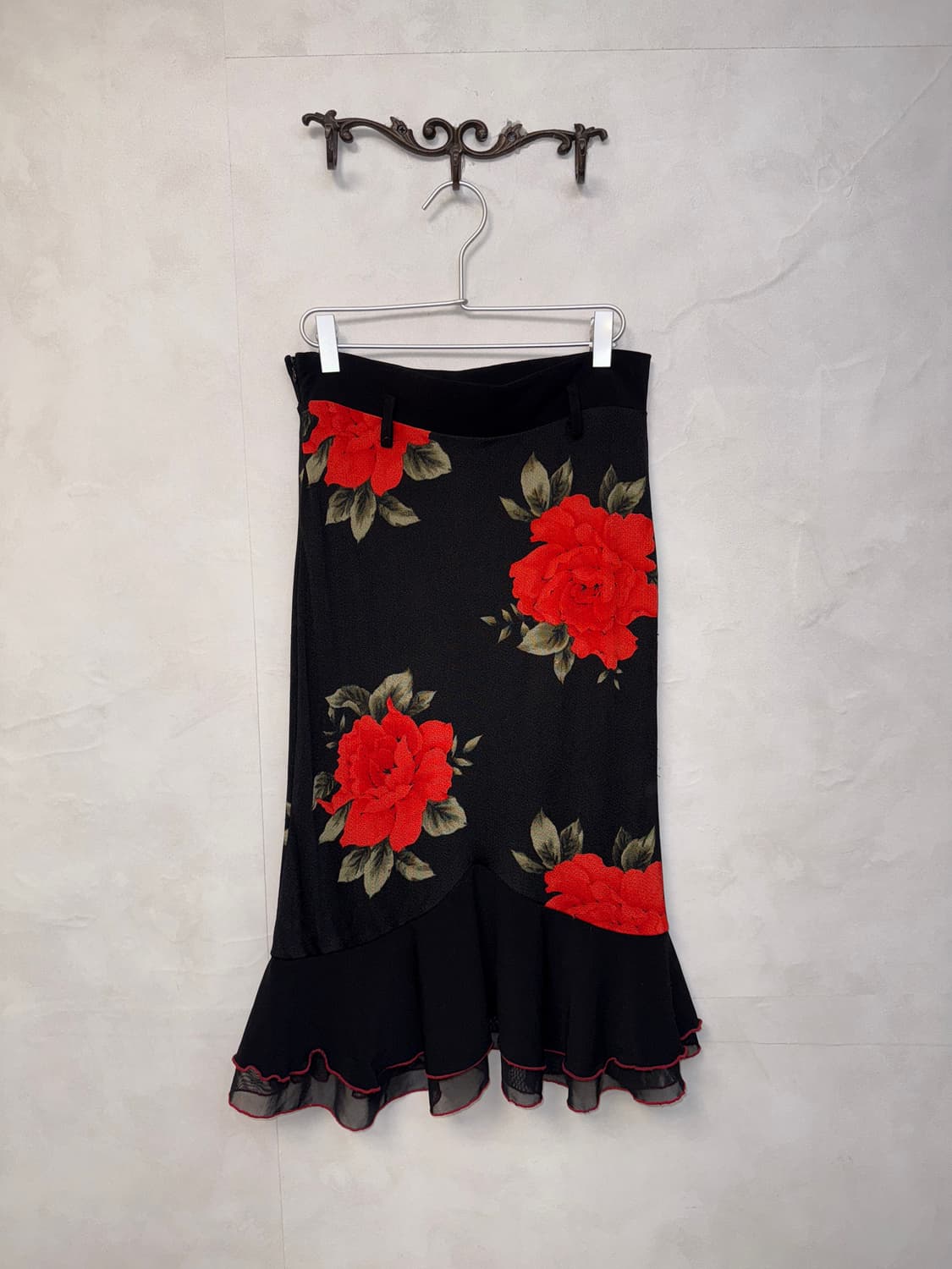 Ozz On black red oriental flower skirt 상품이미지3