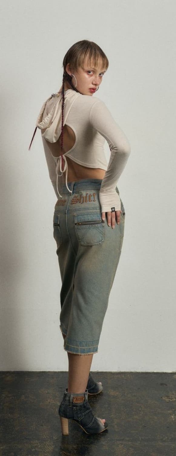 배디 후드 크롭 티셔츠  오트밀 상품이미지3