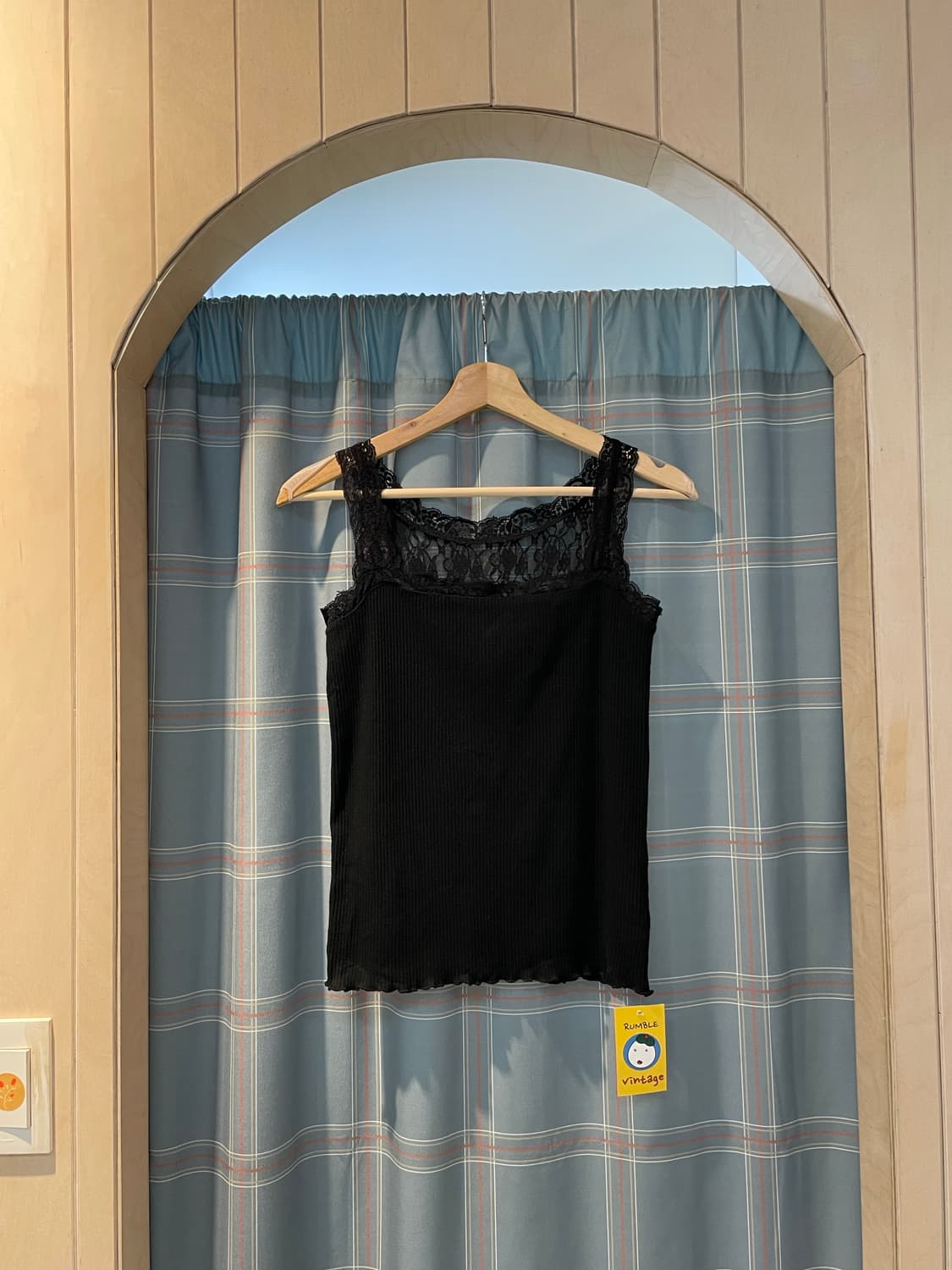 일본빈티지 블랙 레이스나시  상품이미지5