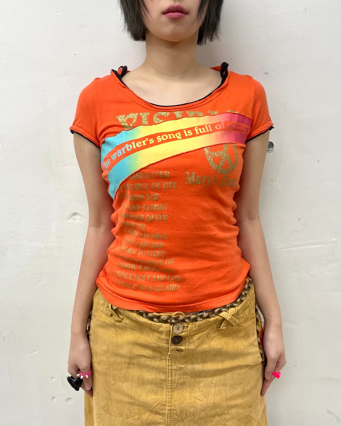 Rainbow orange glossy hooded T-shirt 상품이미지2