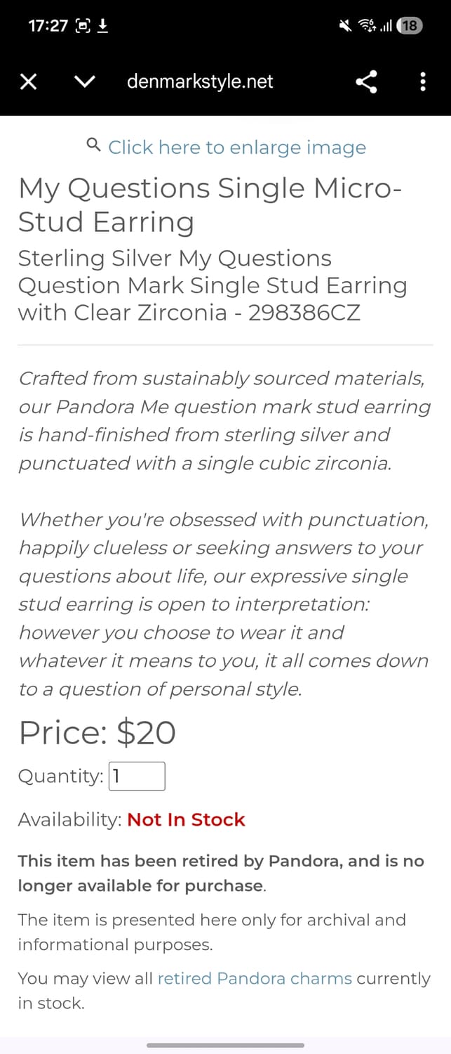 판도라 한정판 물음표 귀걸이 상품이미지9