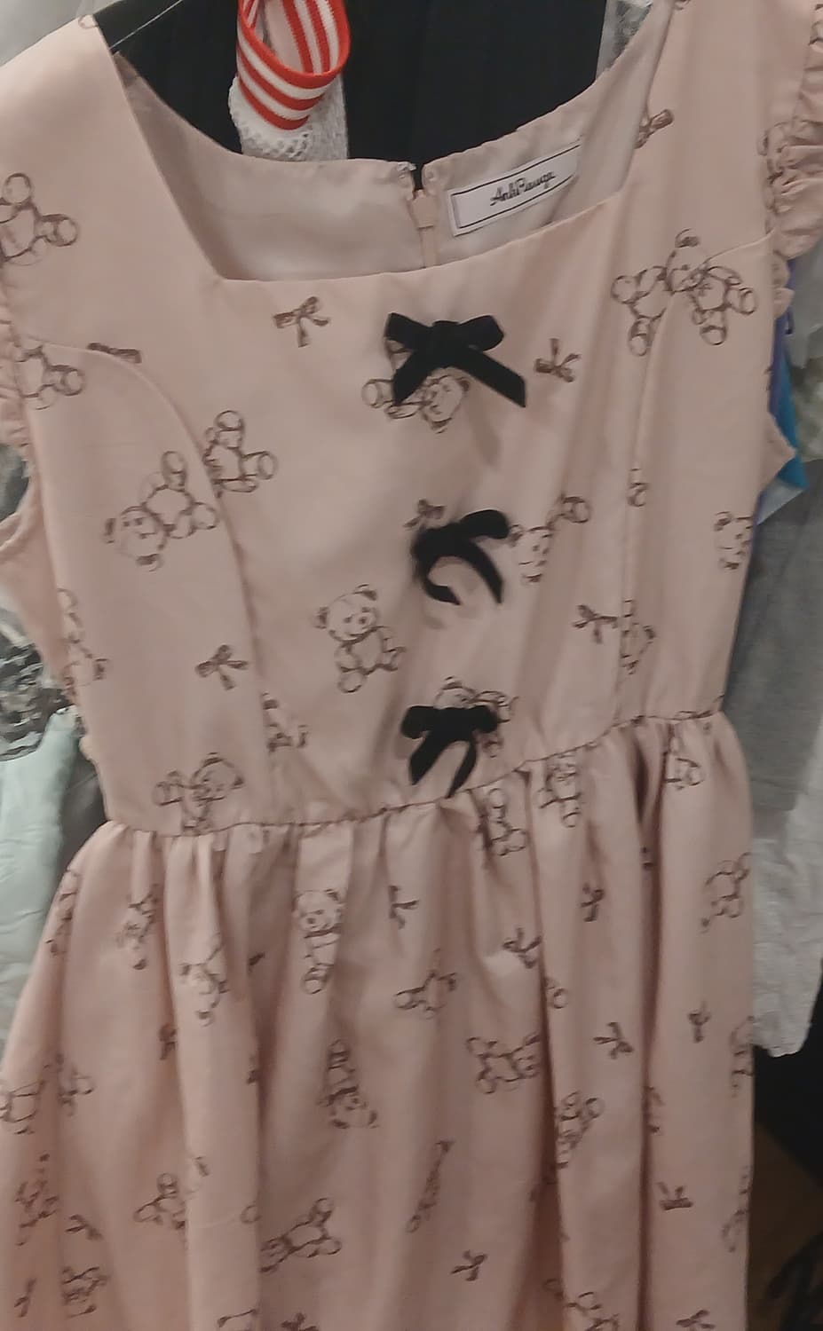 앙크루즈 곰돌이 민소매 프릴 리본 양산형 히메갸루 빈티지 원피스  상품이미지1