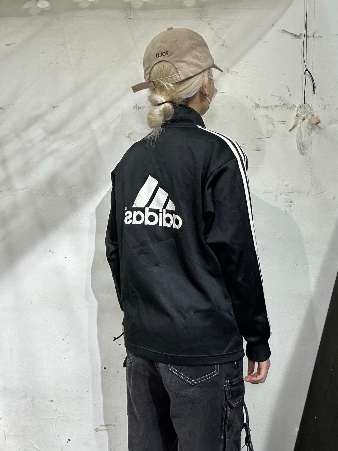 90s 아디다스 블랙 화이트 삼선 빅 로고 오버핏 트랙탑 져지 상품이미지3