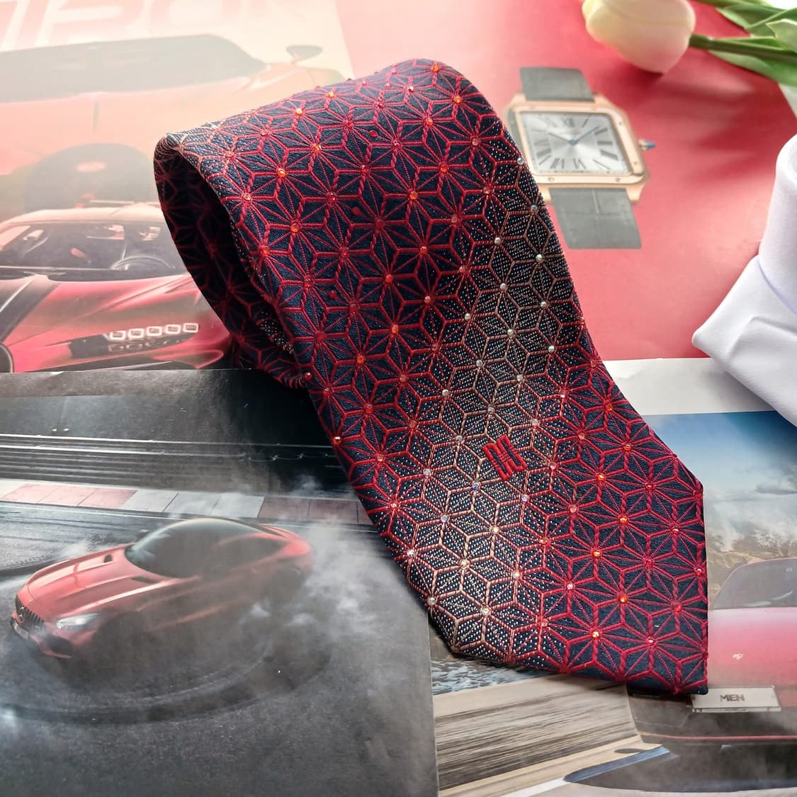 닥스 실크&폴리에스터 레드&블루 넥타이 8.5cm A+등급 A18591
 상품이미지2