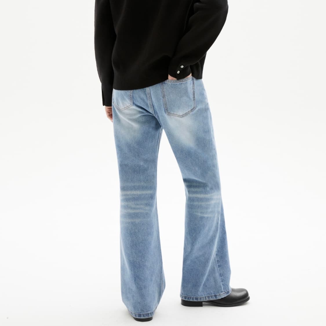 트릴리온 세미 와이드 플레어핏 부츠컷 데님 팬츠 연청 (리바이스517) 상품이미지3
