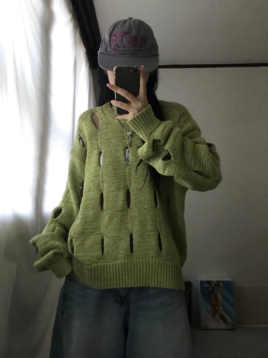 더오픈프로덕트 말차 그런지 니트 상품이미지4