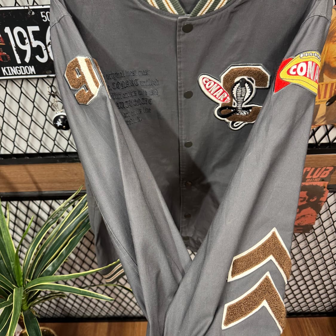 00s USA VINTAGE 바시티 자켓 후면 빅패치 포인트 차콜 상품이미지6