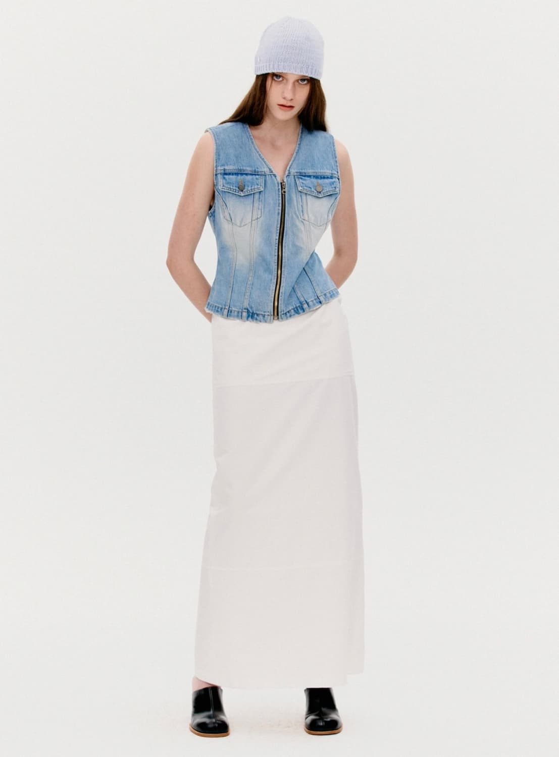 더오픈프로덕트 포켓맥시스커트 화이트 상품이미지3