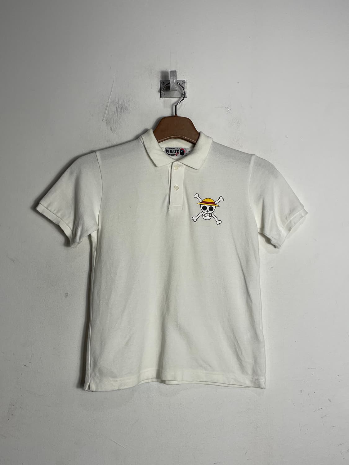 베이프 원피스 해골 흰색 반팔 카라티(130) 상품이미지1