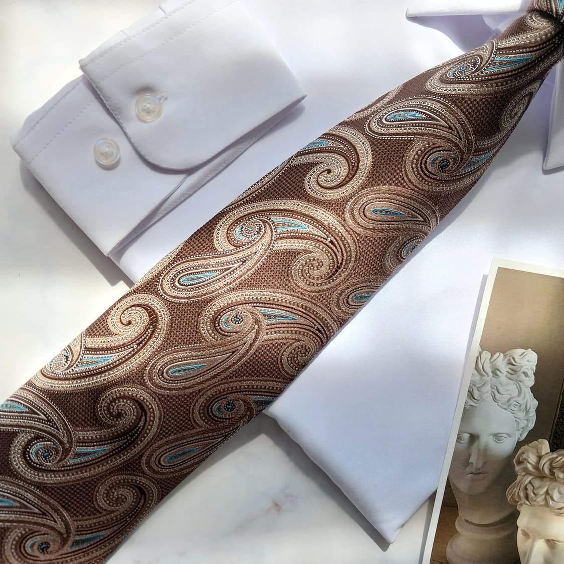 브리오니 실크 브라운 페이즐리 넥타이 9.2cm S~A+등급 e907 상품이미지6