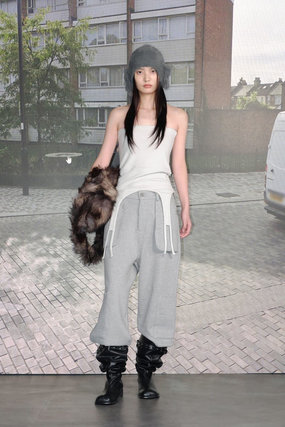 세릭 가터 코튼 스커트 탑 레이어드 라이트그레이 상품이미지4