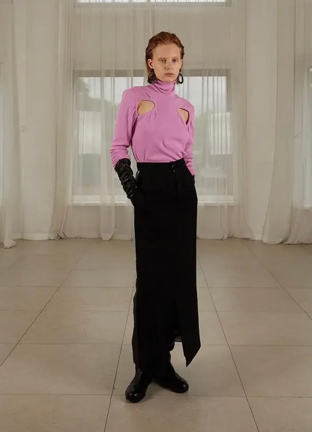 키메 KIME CUT-OUT TURTLE NECK 핑크 상품이미지4
