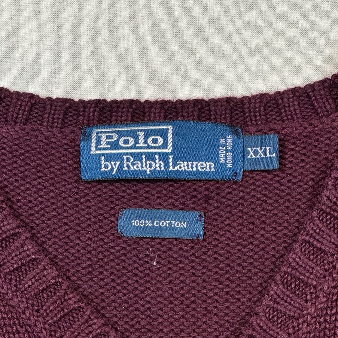 XXL) 폴로 랄프로렌 헤비 코튼 니트 조끼 베스트 버건디 상품이미지7