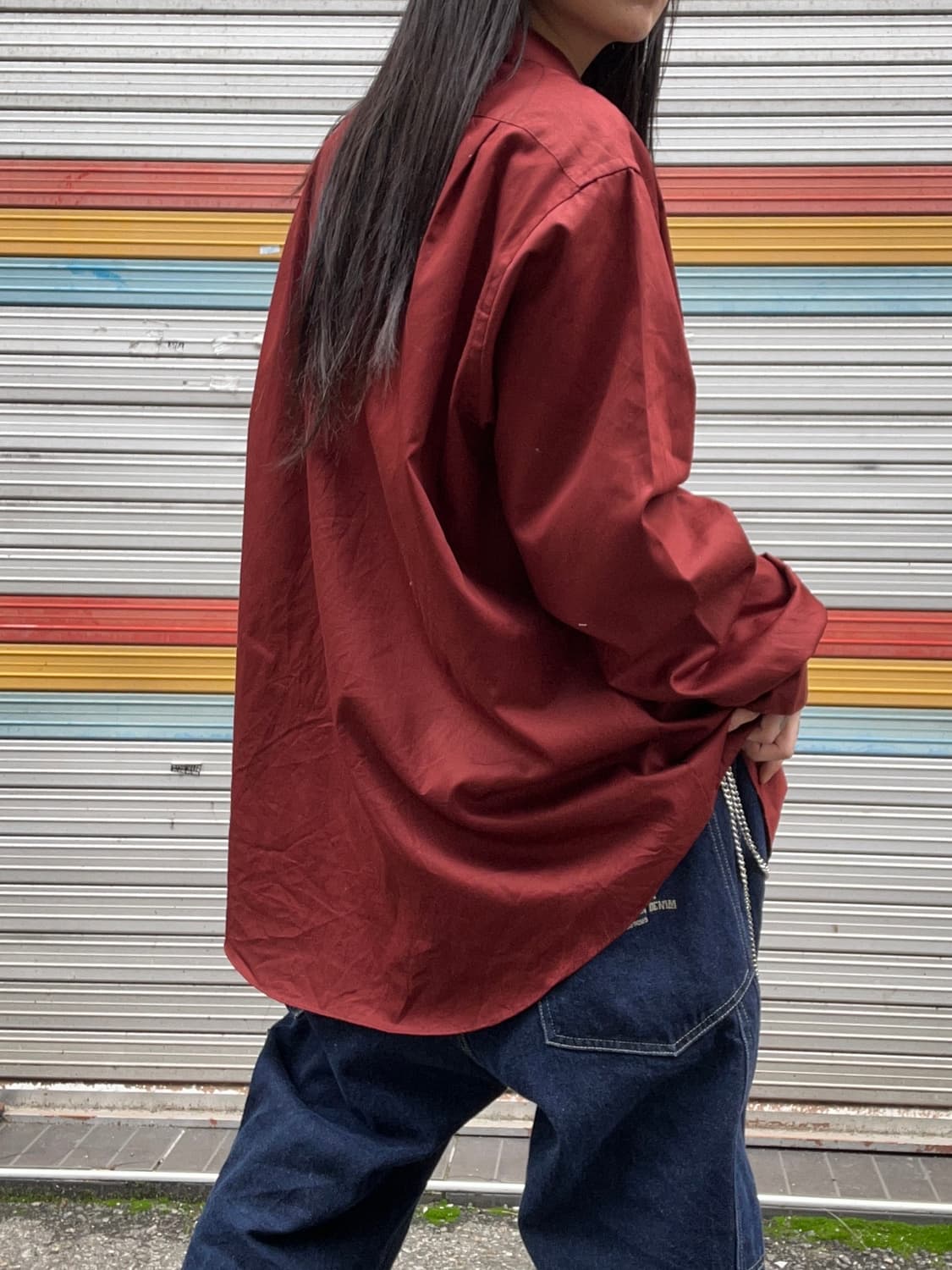CARHARTT 버건디 원포켓 오버핏 셔츠 상품이미지3