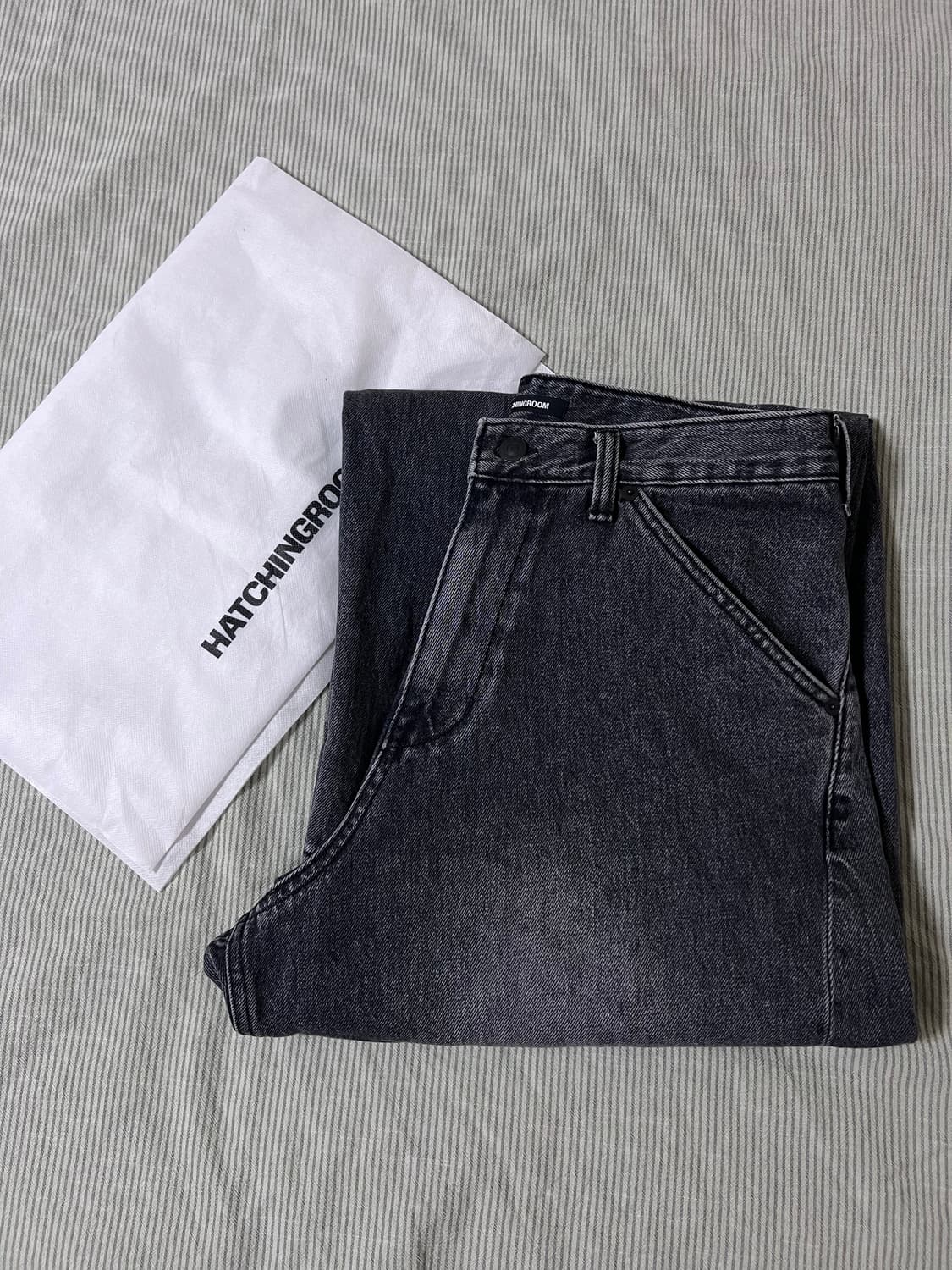 해칭룸 와이드 커브진 워시드 블랙  상품이미지5