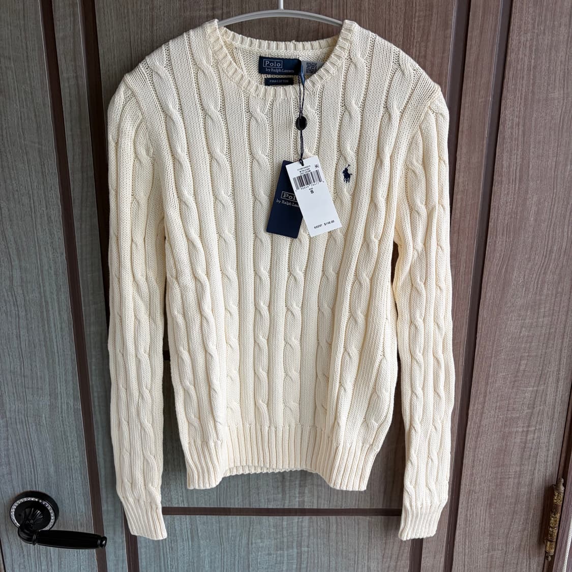 [새상품]폴로 랄프로렌 자수 로고 케이블 니트 크림 상품이미지1