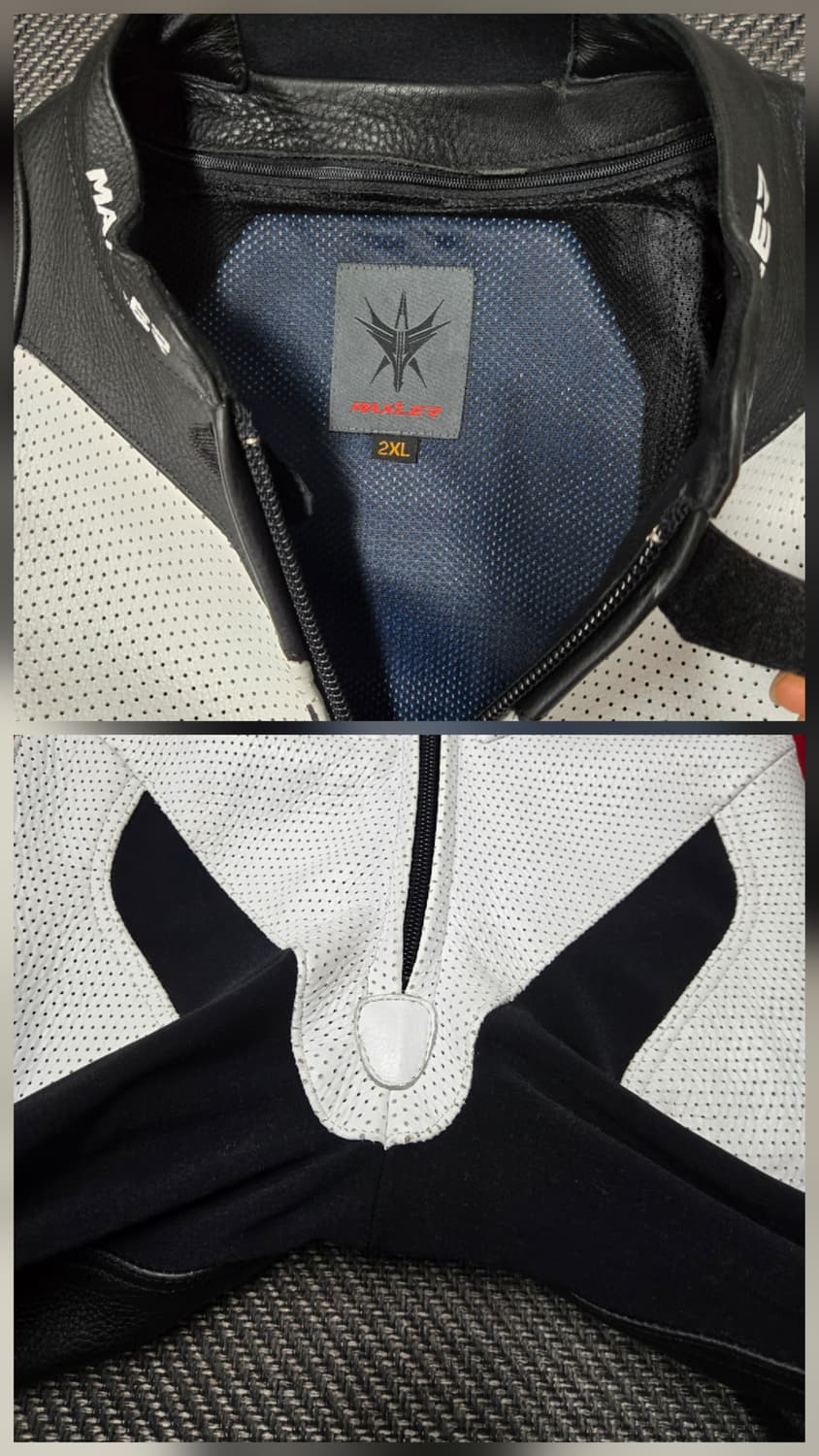 맥슬러 MAXLER 레이싱 가죽 슈트 블랙/화이트/레드 2XL 상품이미지5