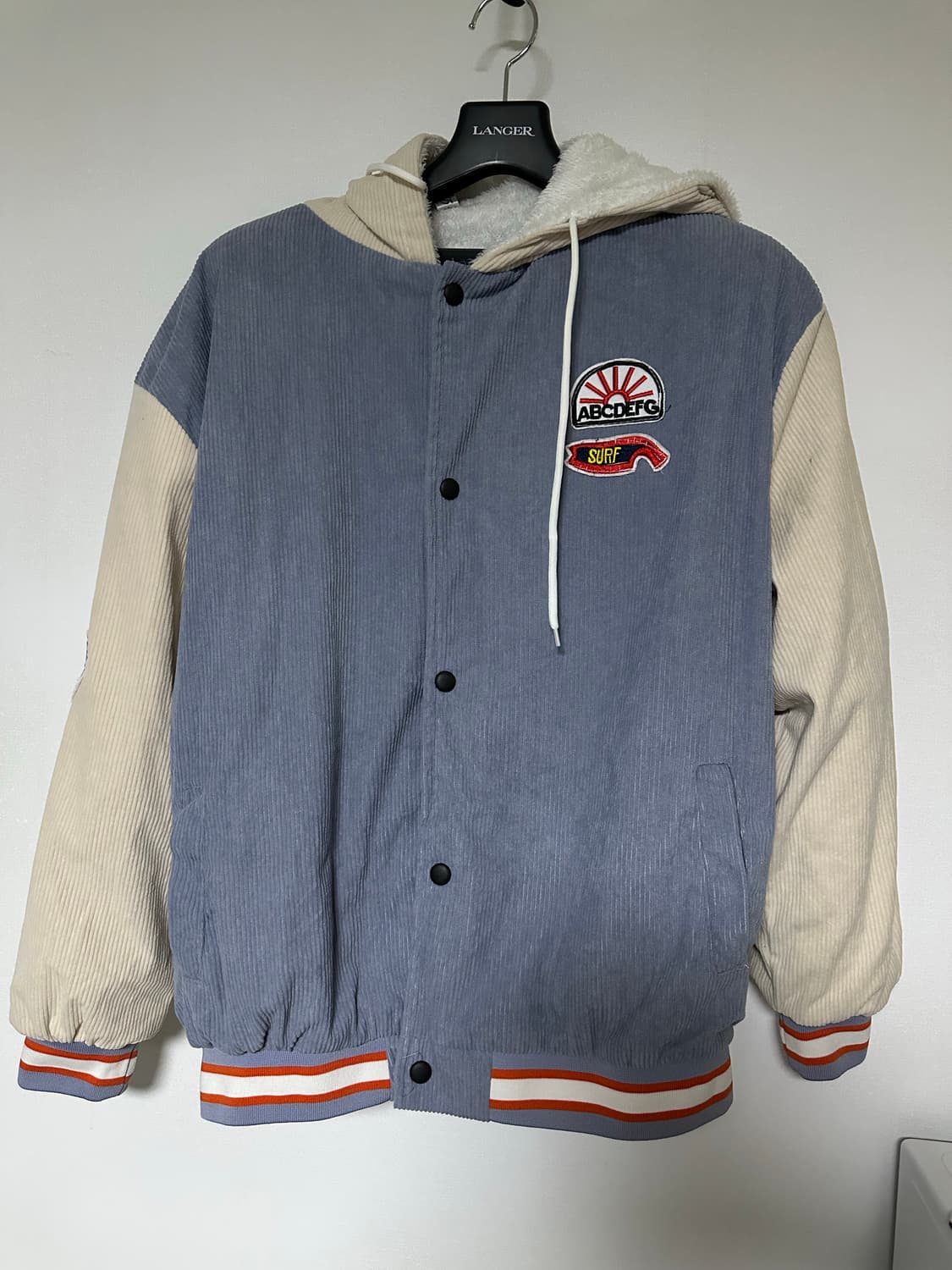 코듀로이 배색 후드 야구 점퍼 상품이미지1