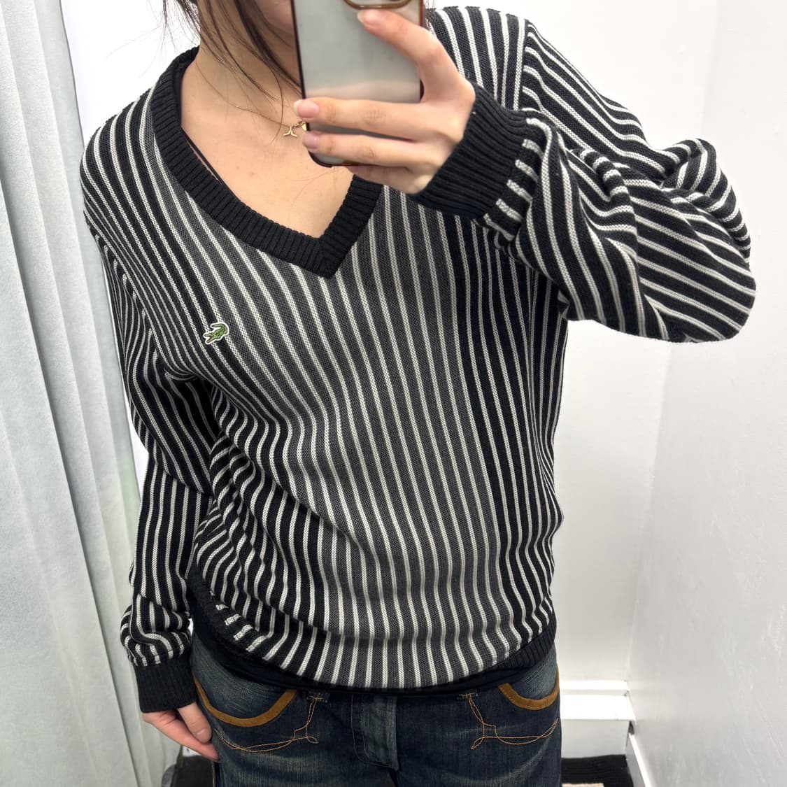 라코스테 차콜 스트라이프 니트 상품이미지2