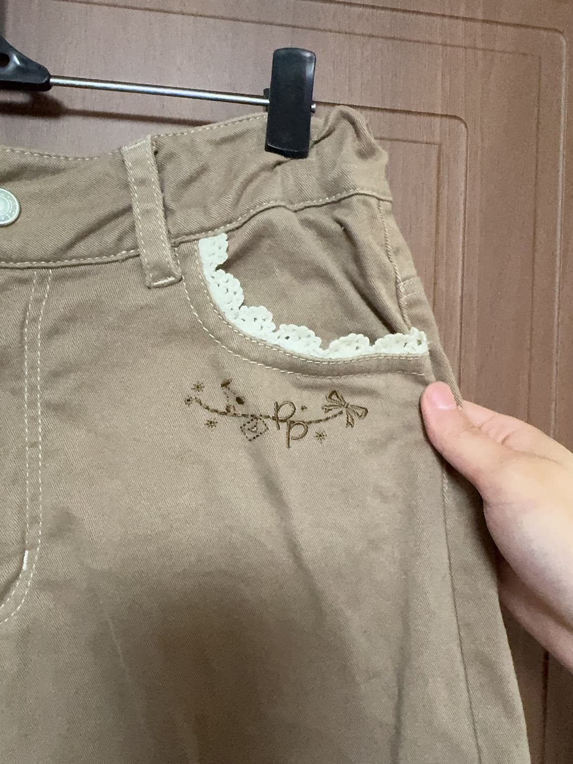 모리걸 하구미 라떼갸루 폼포넷 일본 빈티지 레이스 브라운 반바지 팬츠 상품이미지3