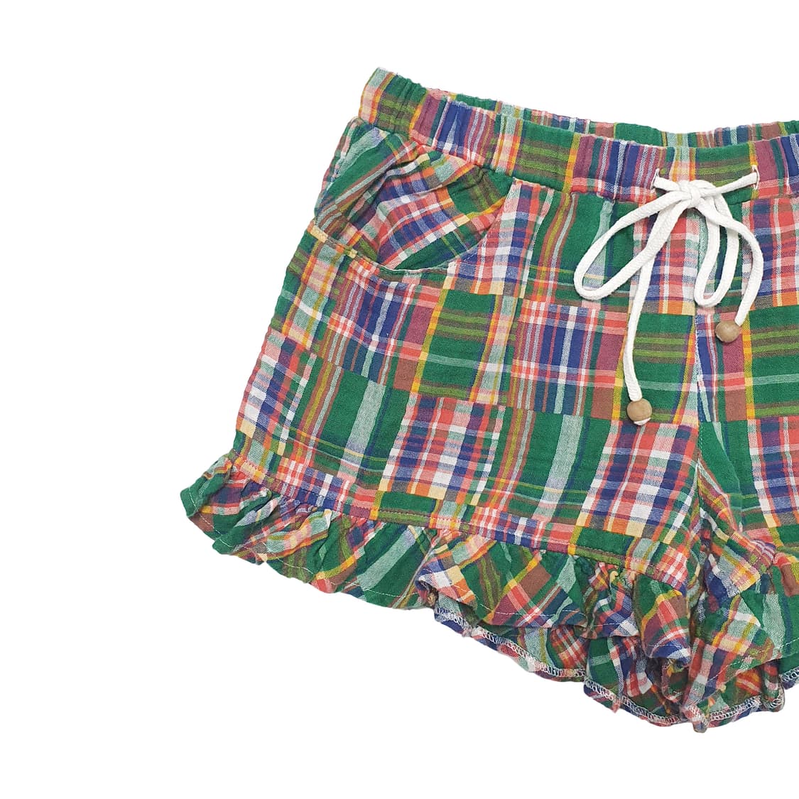 체크 프릴 숏팬츠 그린 상품이미지3