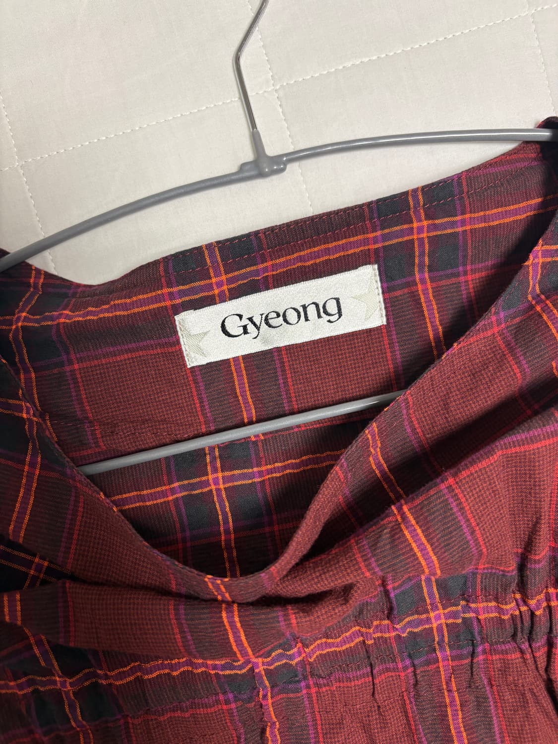 경 레드 체크 드레스 블라우스 상품이미지8