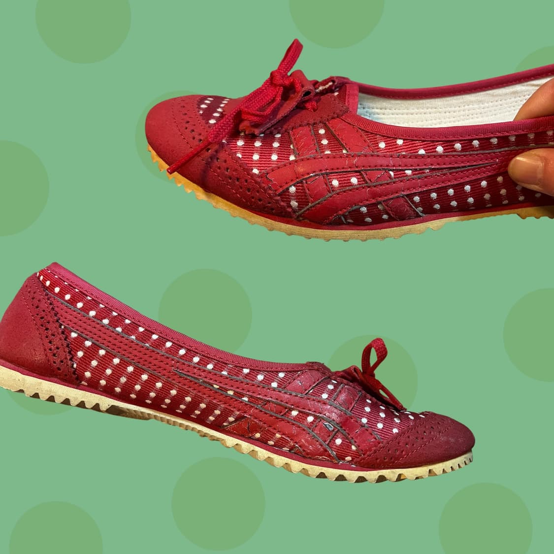 오니츠카 타이거 도트 레드 플랫슈즈 상품이미지3