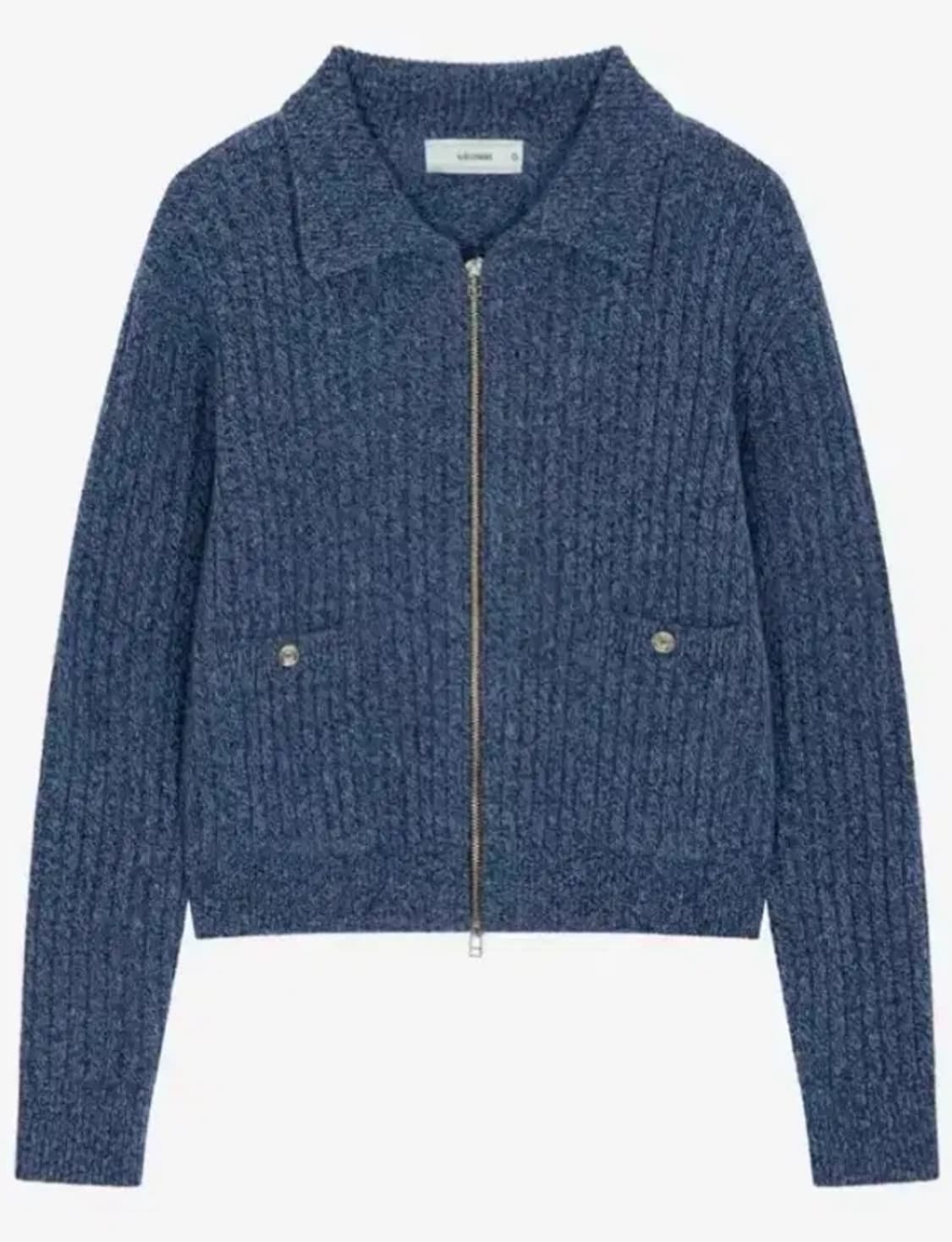 2)웨이비니스 타임리스 카라 풀집업 니트 상품이미지1