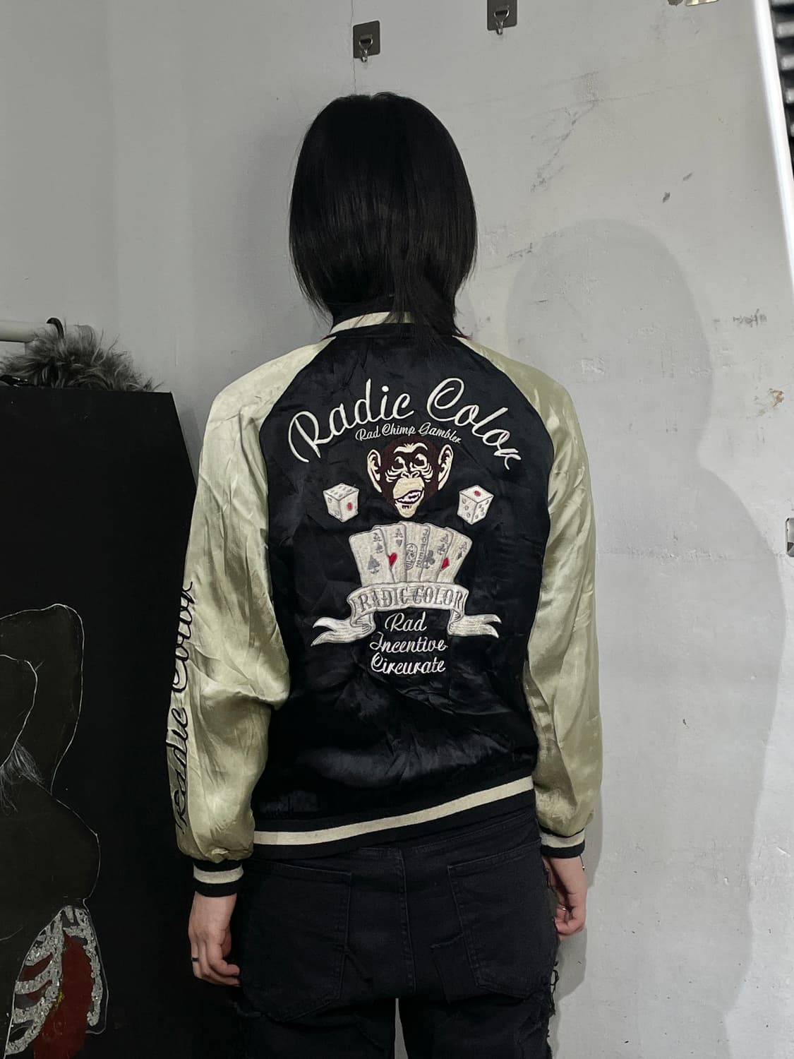 Jpn 일본 빈티지 오리엔탈 몽키 자수 스카잔 오버핏 스카쟌 M 상품이미지1