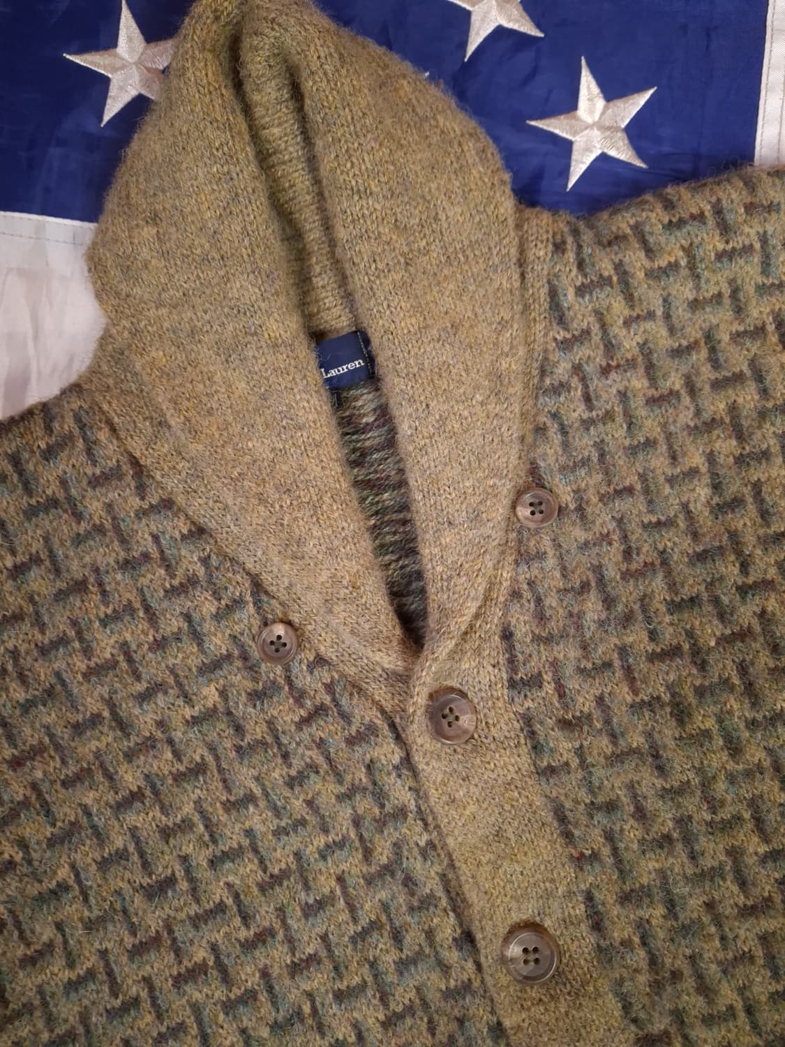 오리지날 80's 일본판 랄프로렌폴로 숄카라 울 숏 가디건 상품이미지2