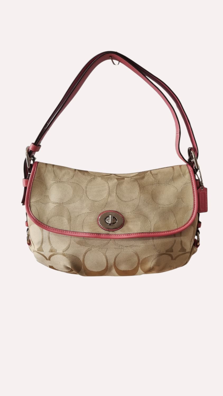 코치 시그니처 숄더백 베이지 핑크 히메 갸루 y2k 올드코치 빈티지코치 상품이미지1