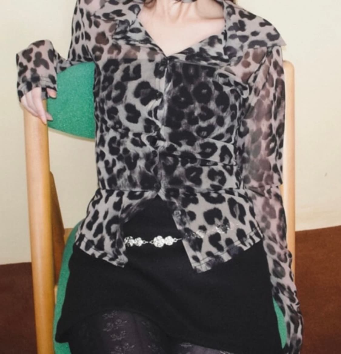 호피블라우스 갸루블라우스 y2k 시스루 일본빈티지 상품이미지1