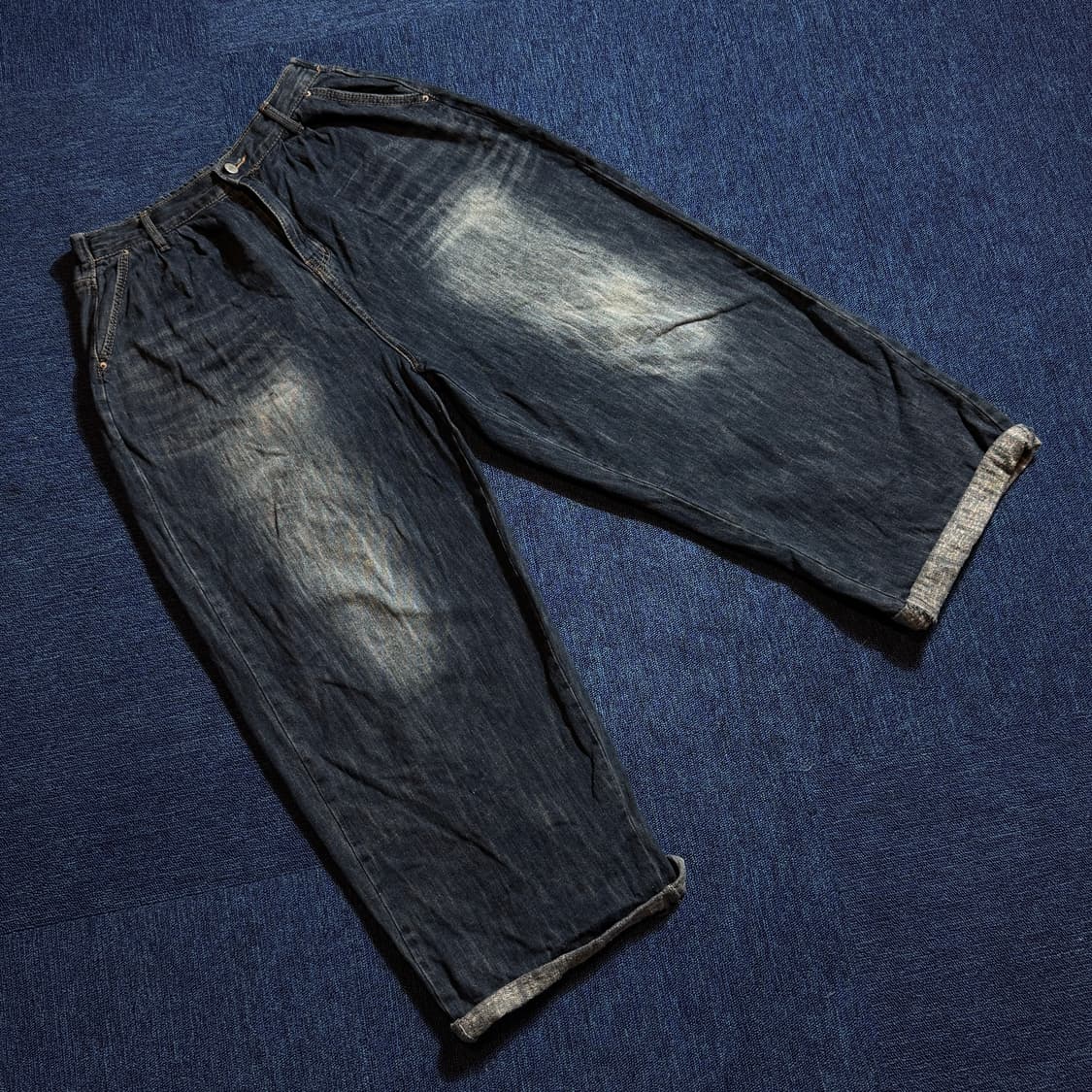 빈티지 워싱 흑청 데님팬츠 상품이미지1