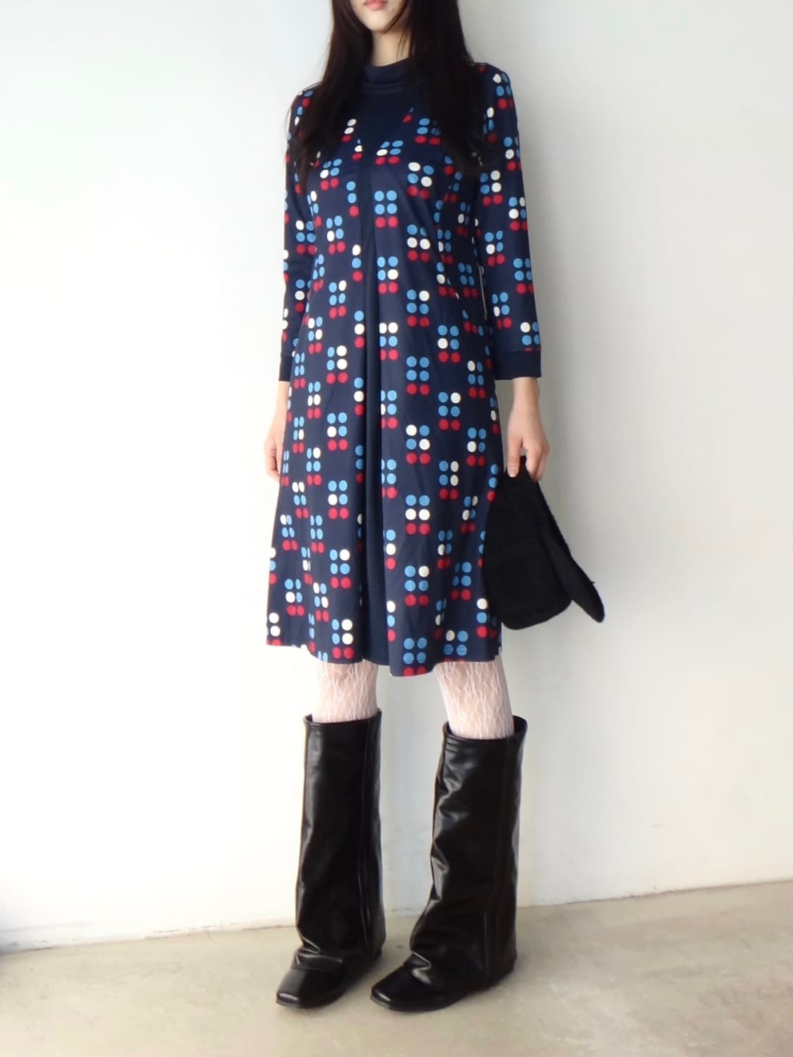 MACHIKO dot tension ops & top / navy 상품이미지5