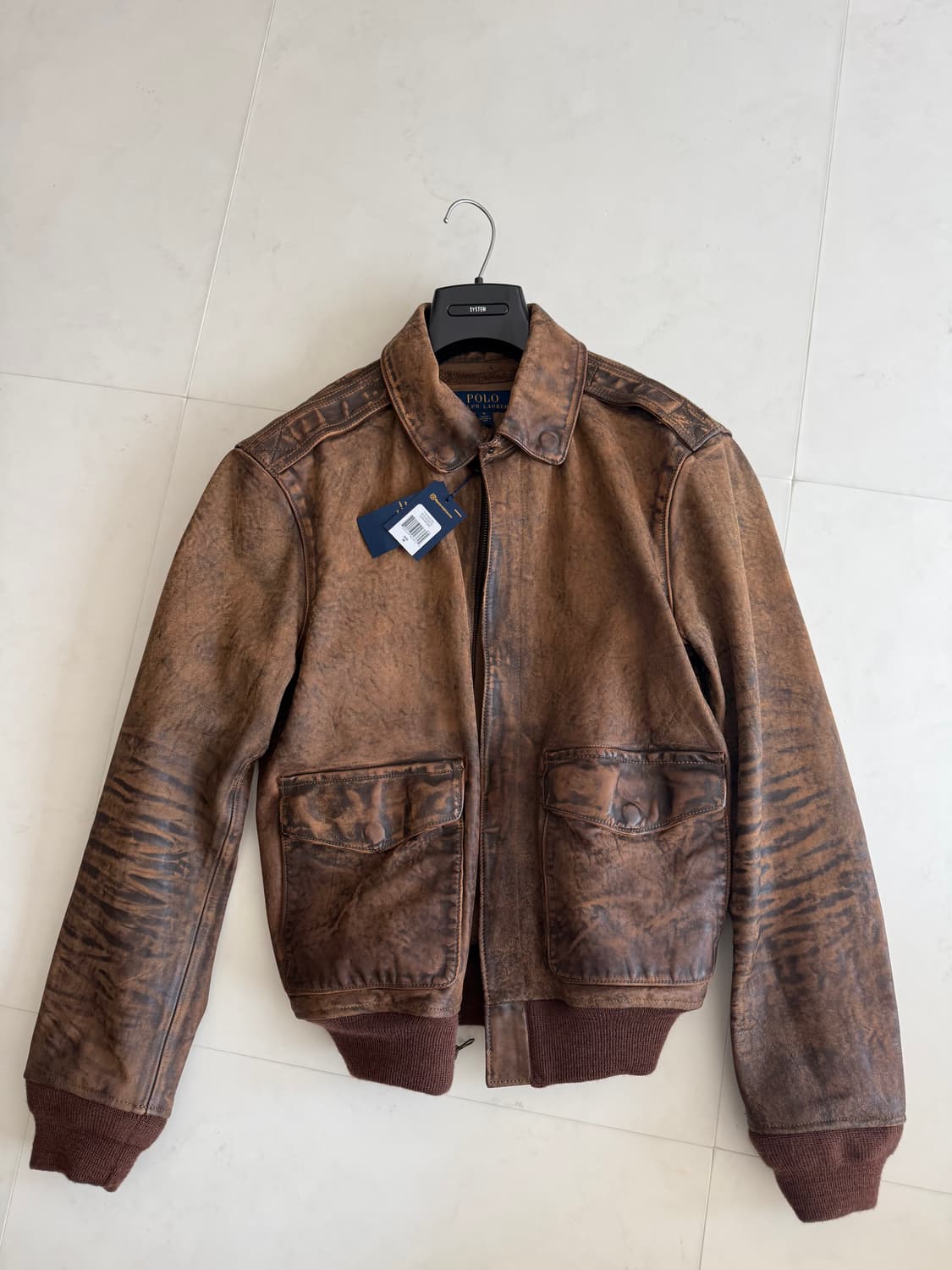 (새상품,황금사이즈) 폴로 레더 플라이트 자켓(M size) 상품이미지4