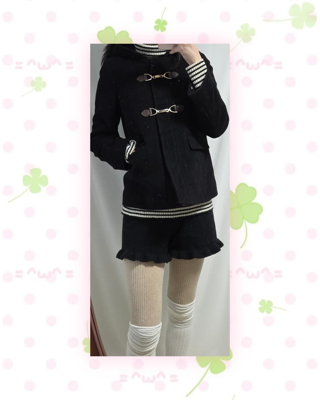 ANYSIS 블랙 울혼방 더플 코트 상품이미지2