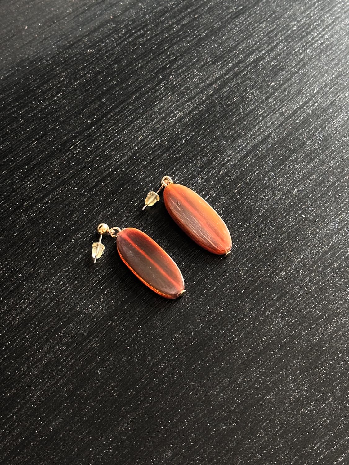 빈티지 클리어브라운 오벌 드롭 이어링 상품이미지3