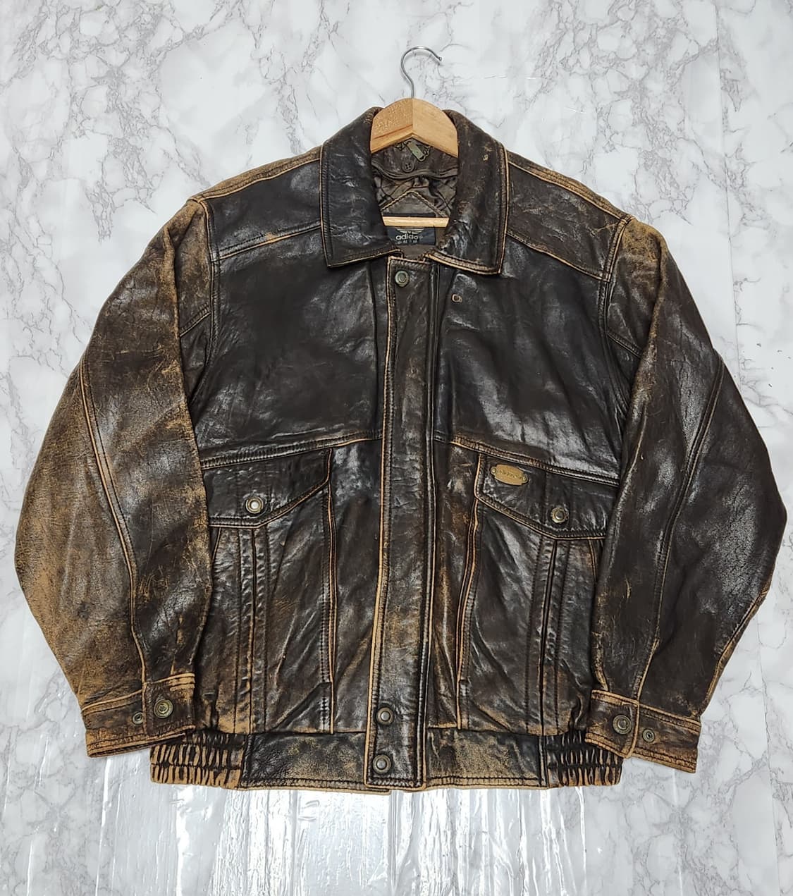 L 아디다스 80s 빈티지 양가죽 자켓 상품이미지1