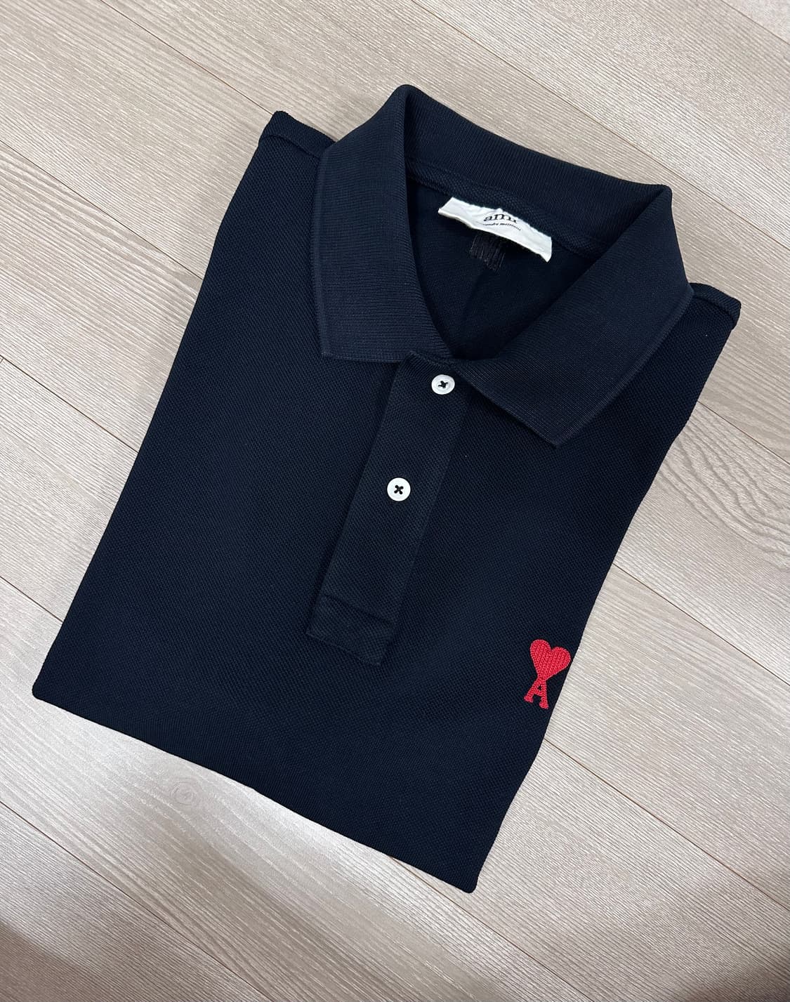 ami 아미 스몰 하트 로고 폴로 셔츠 카라티 피케티 블랙 L 사이즈 상품이미지1