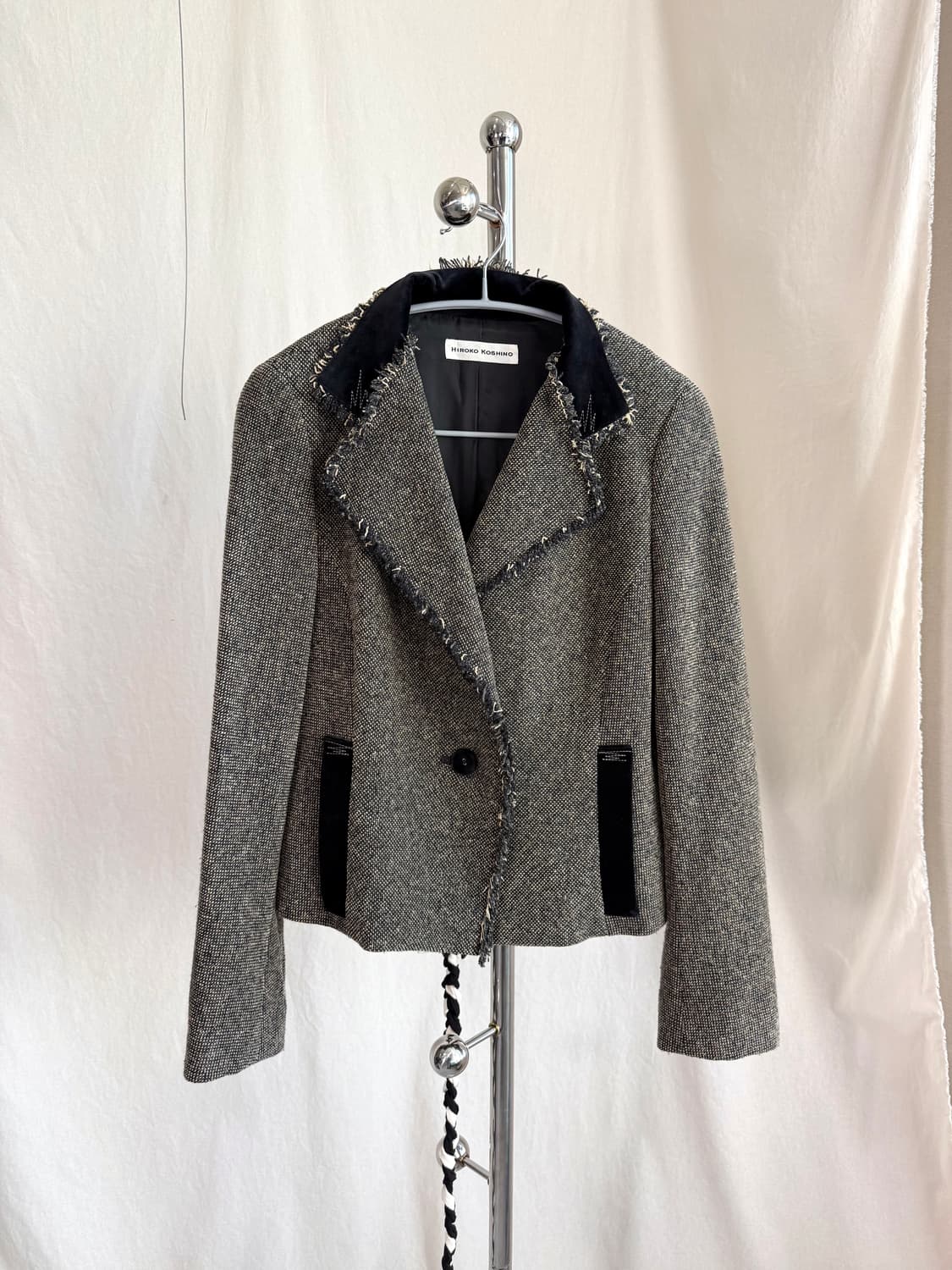 Hiroko Koshino 마이크로 프린지 트위드 블레이저 상품이미지3