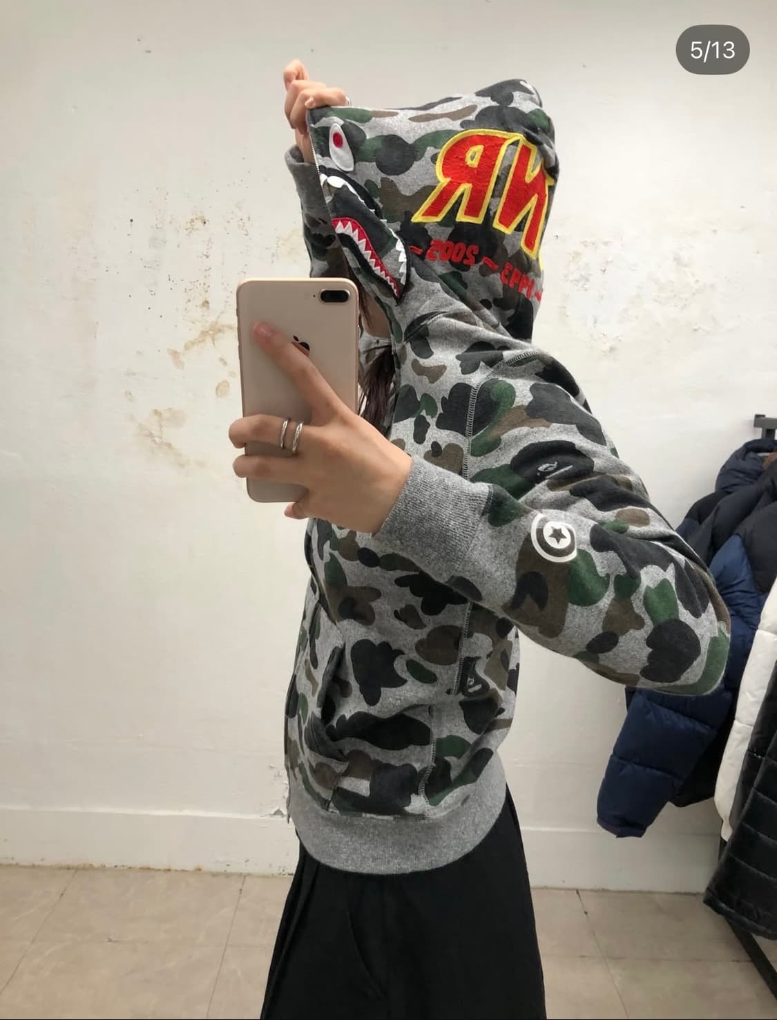 딱붙핏!!—베이프 PONR 샤크 후드 상품이미지5