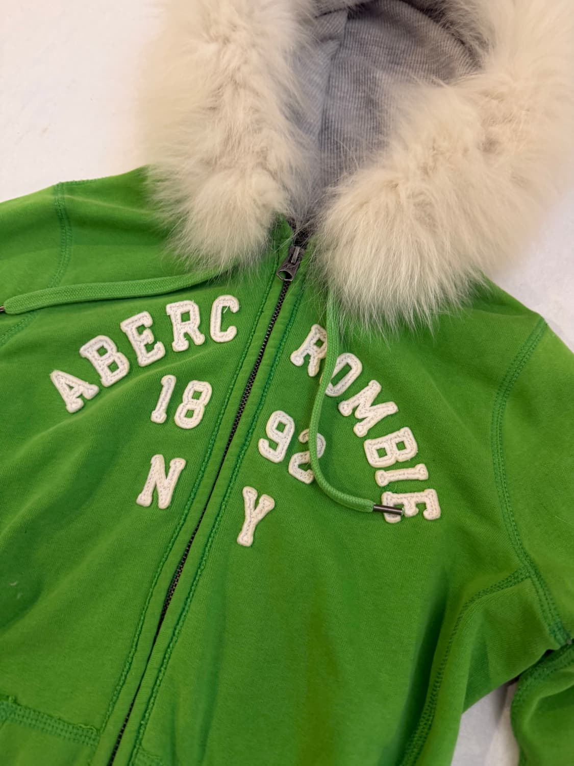 아베크롬비 딱붙핏 울프죠 폭스 퍼 후드집업 그린 상품이미지2