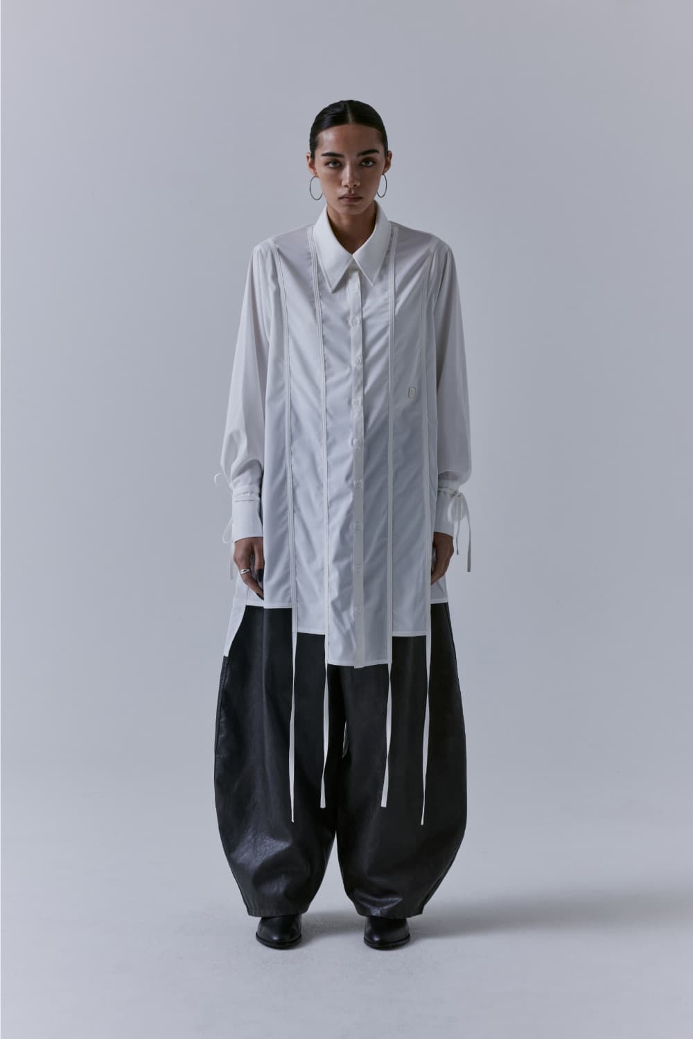 트리밍버드 롱 셔츠 블랙 상품이미지2