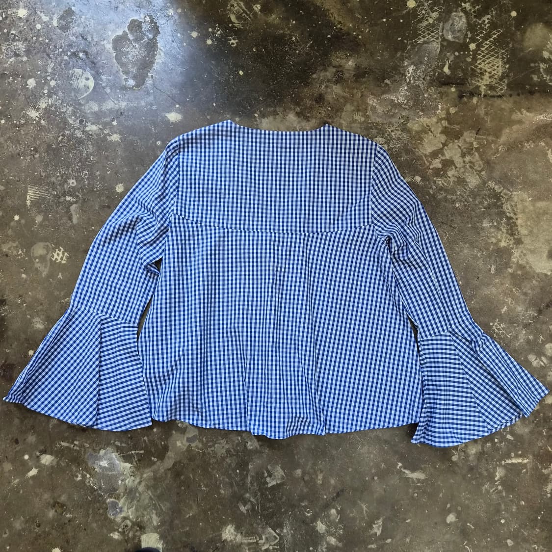 m) ZARA 자라 퍼프소매 깅엄체크 블라우스 셔츠 상품이미지5