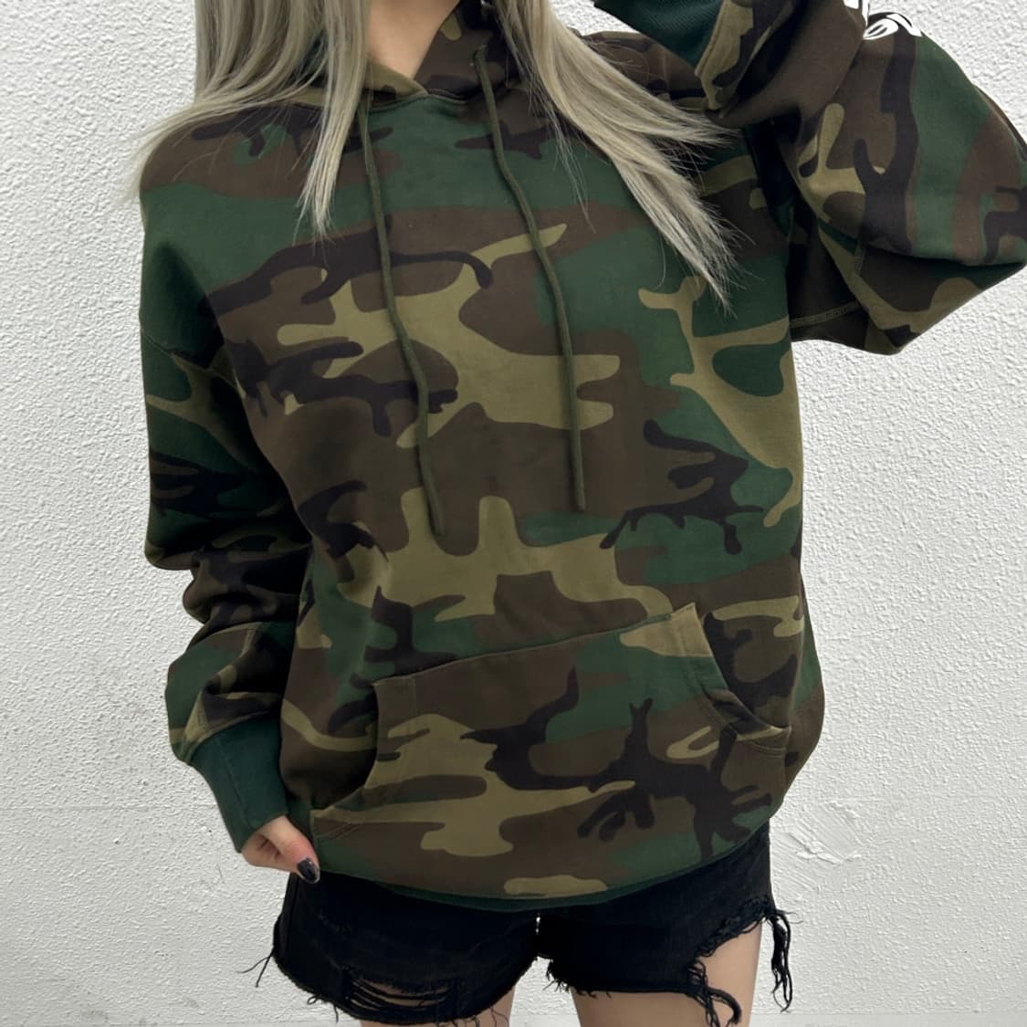 디스이즈네버댓 백로고 카모 후드 L 상품이미지1