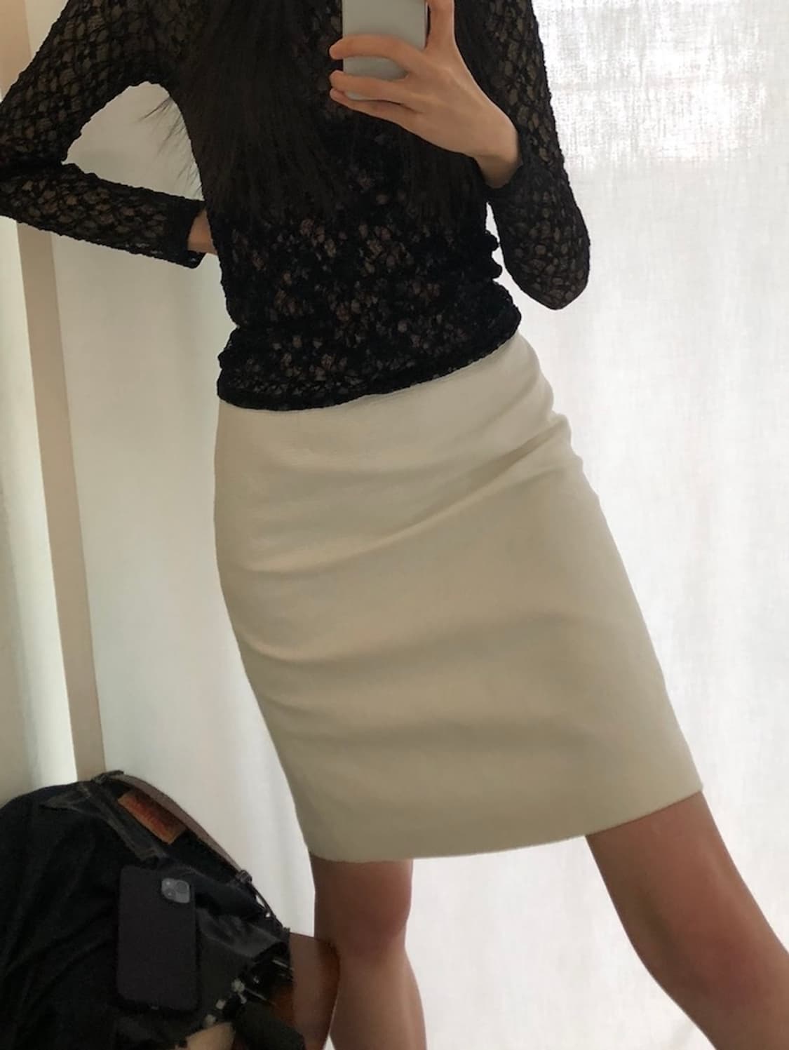 꾸레쥬 화이트 미디 스커트 상품이미지3